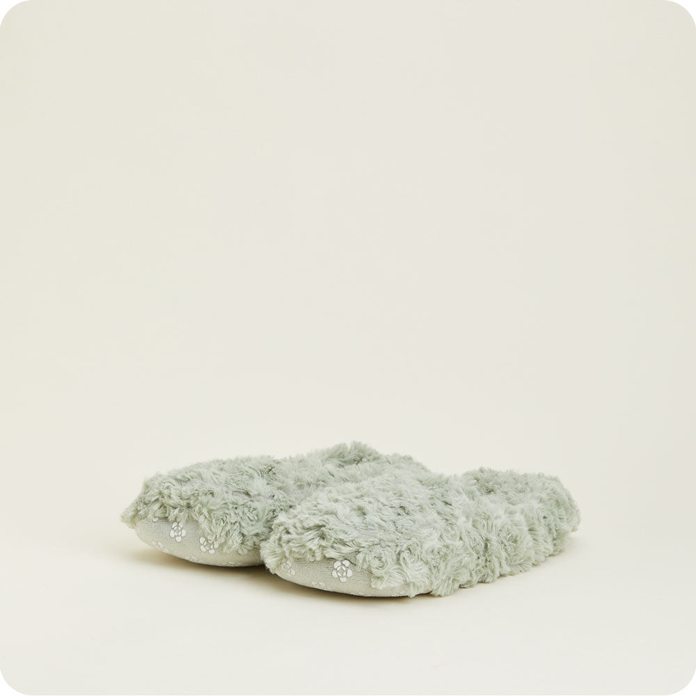 Curly Sage Green Slippers Warmies® - Classic Notes