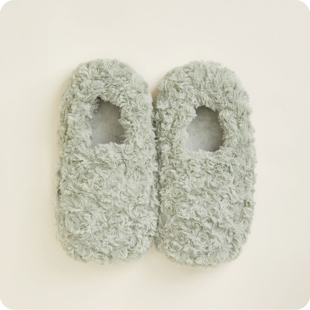 Curly Sage Green Slippers Warmies® - Classic Notes