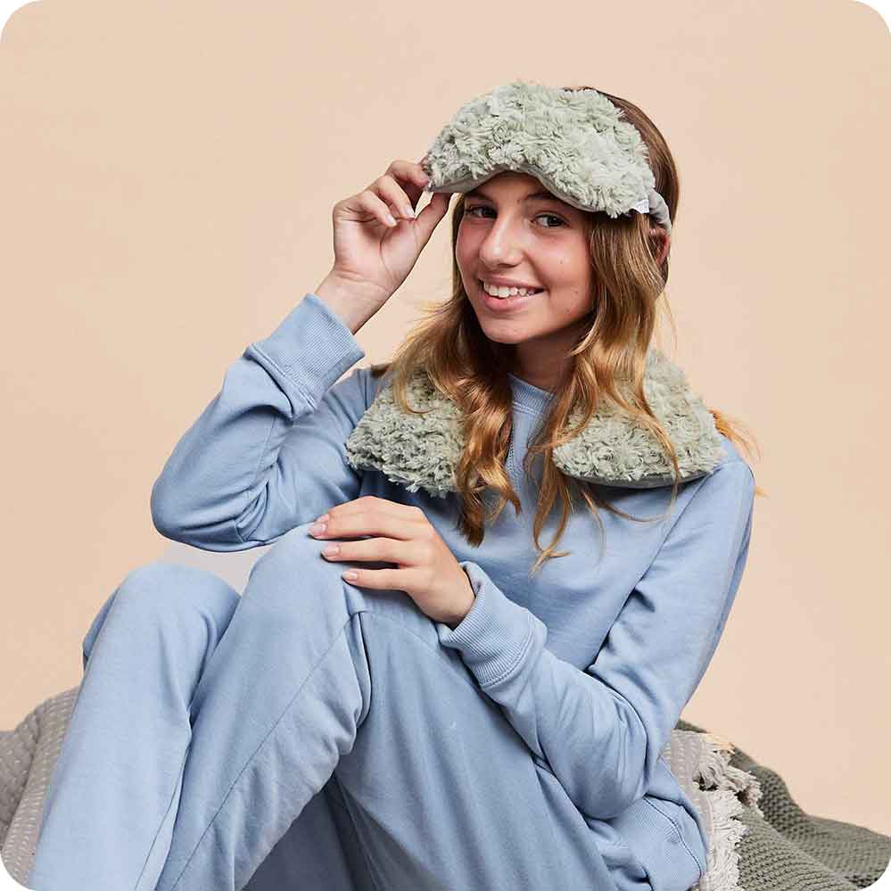 Curly Sage Green Neck Wrap Warmies - Easy Stow