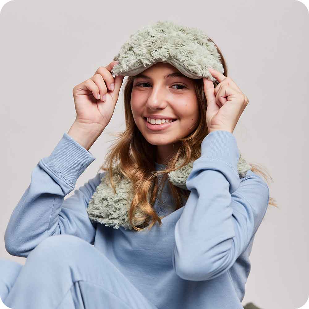 Curly Sage Green Eye Mask Warmies - Easy Stow